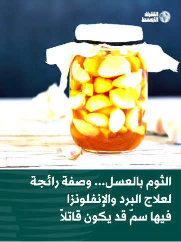 انتشرت على مواقع التواصل الاجتماعي وصفة لتخمير فصوص الثوم داخل برطمانات من العسل، باعتبارها وصفة طبيعية لدعم المناعة ومقاومة العدوى، وتحميك من أدوار البرد والإنفلونزا. دراسة جديدة كشفت عن أن تلك الوصفة قد تكون قاتلة لاحتوائها على سمّ. تفاصيل أكثر